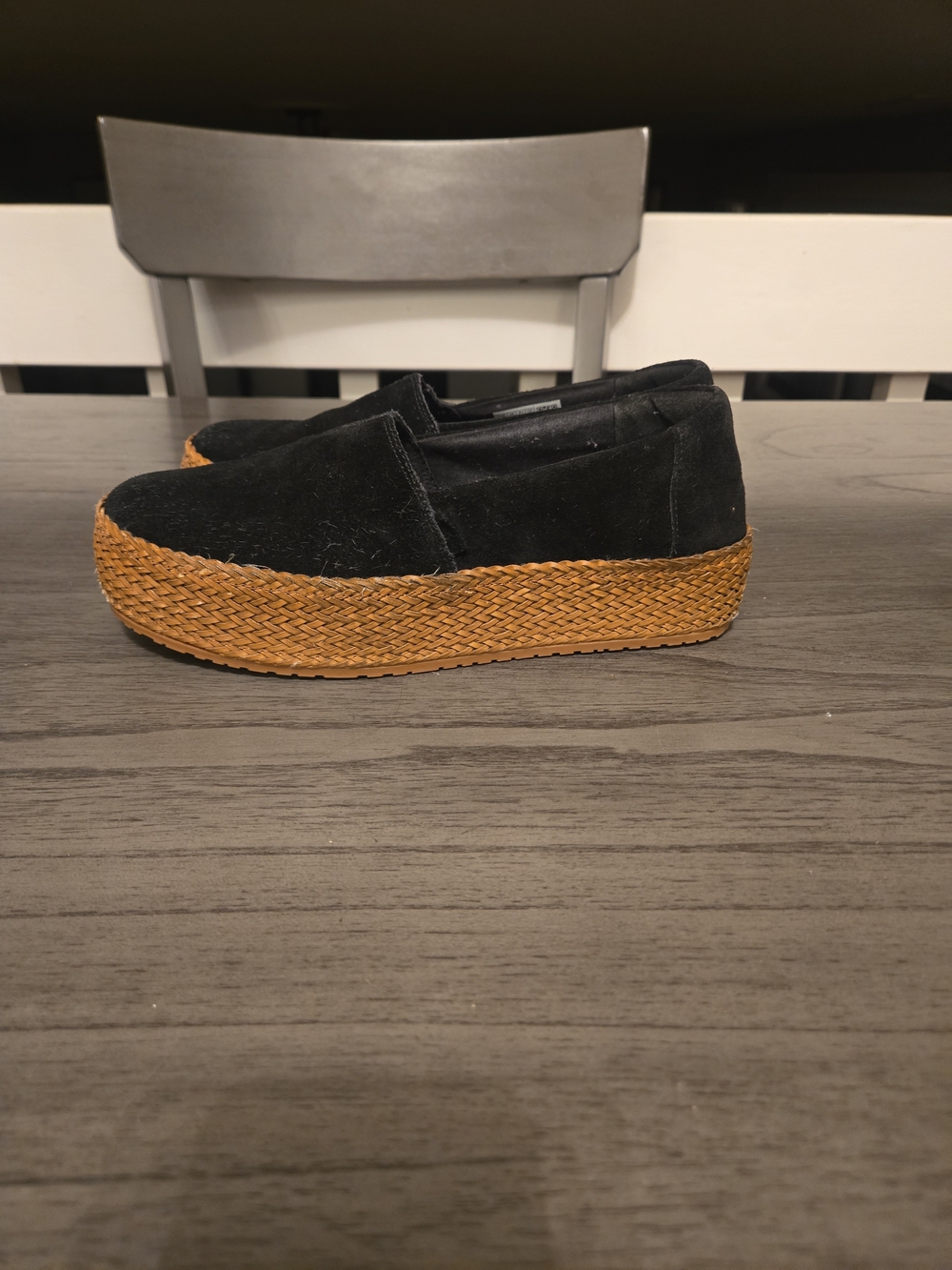Toms Black Suede Platform Espadrille Sneakers